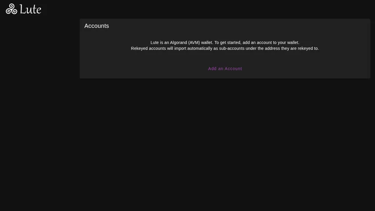 The account menu at lute.app, which lists Ledger first