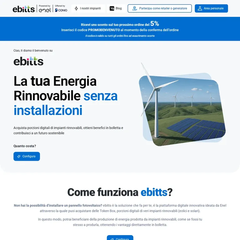 The ebitts site: buy Token Boxes, digital portions of real renewable plants, and take the benefit on your bill